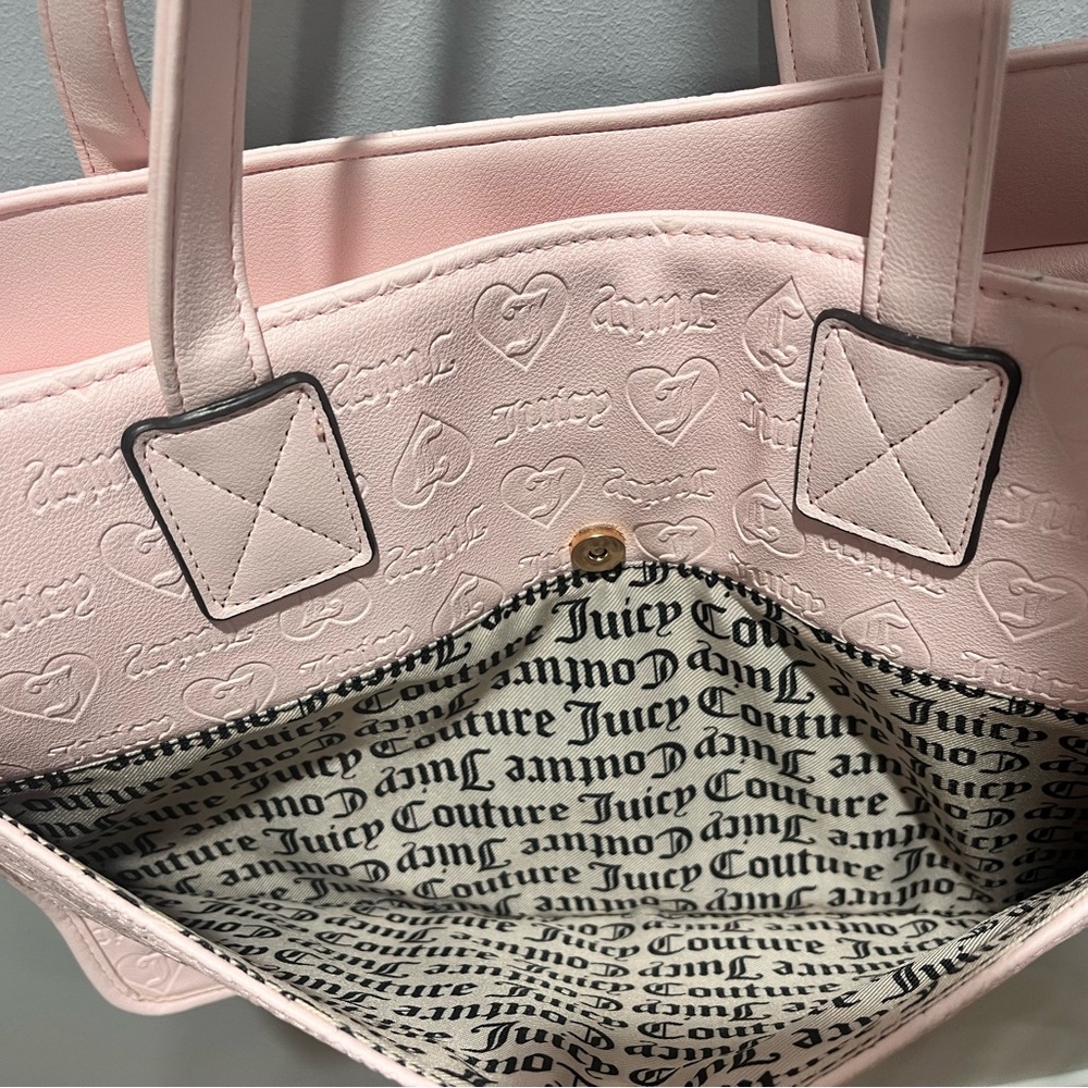 Juicy Couture Pink Structured Tote with‎ Metallic Stripe - Picture 11 of 12